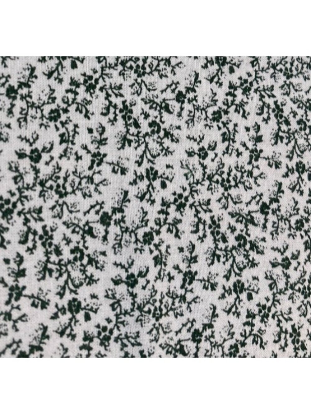 Green on White Floral Cotton Fabric 1/2 yard x 40" Quilting Sewing Material
